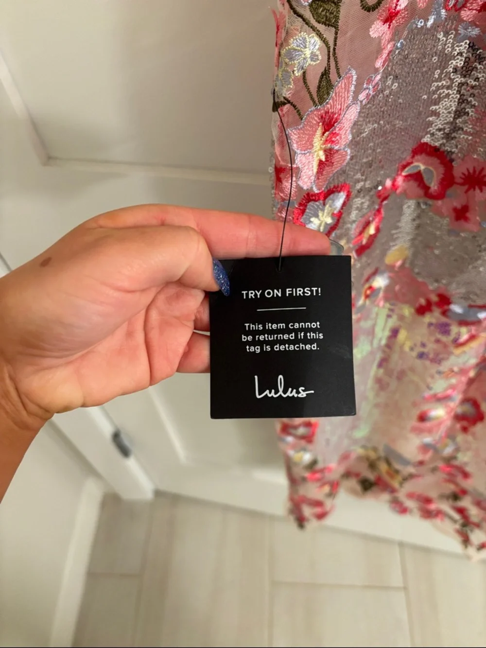 Lulu's Pink Sequin Floral Midi Slip Dress - Picture 2 of 6